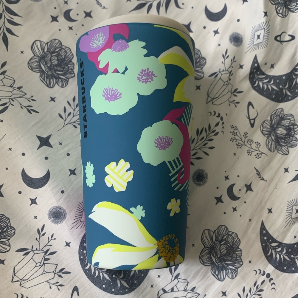 Starbucks tumbler with flowers